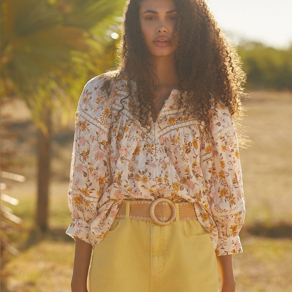 Anthropologie Harmony Lace Peasant Floral Peasant Romantic Boho Cottagecore